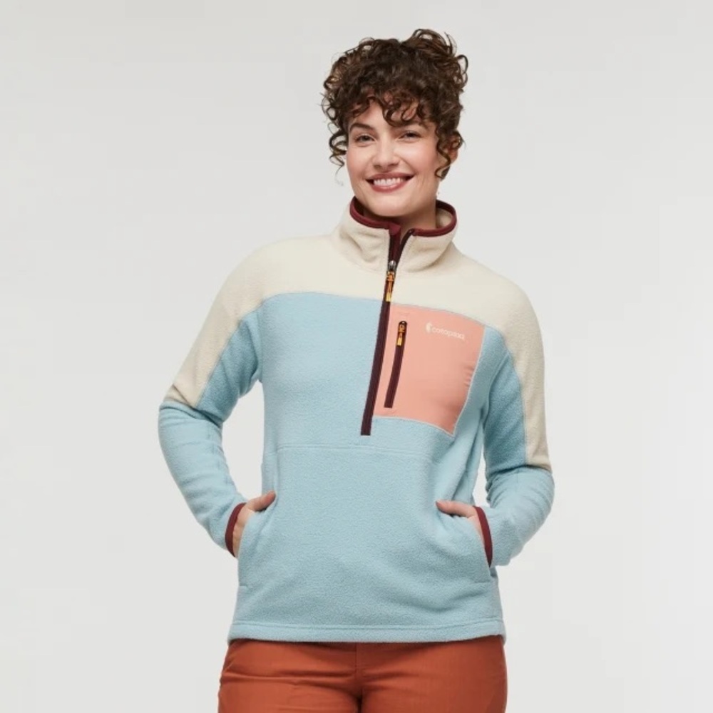 NEW Cotopaxi Women's M Abrazo Fleece Half-Zip Jacket Cream Blue Sea Spray